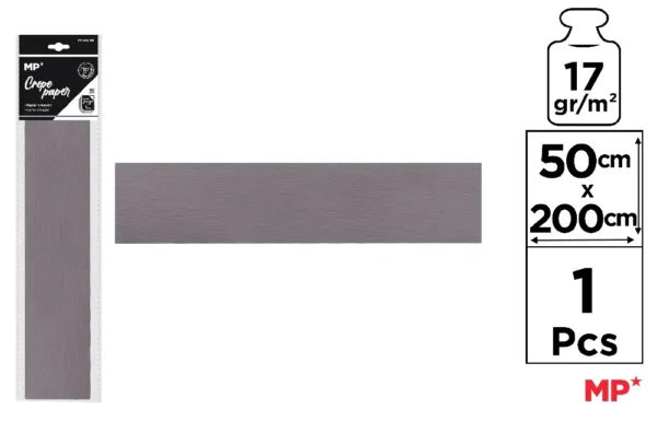 PAPIER CRÉPON 50 x 200 cm GRIS.