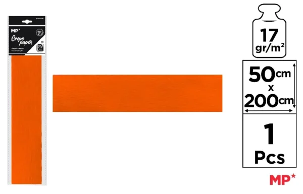 PAPIER CRÉPON 50 x 200 cm ORANGE.