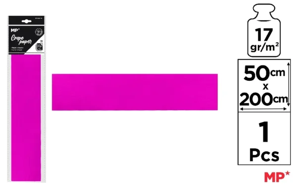 PAPIER CRÉPON 50 x 200 cm ROSE FUCHSIA.
