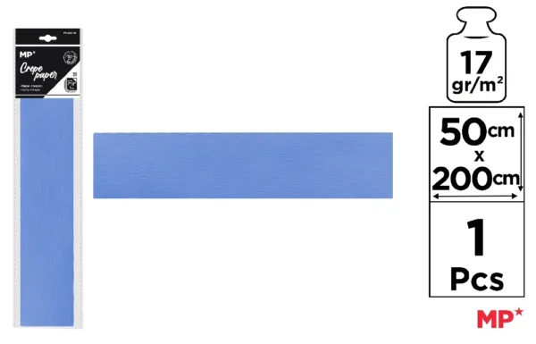 PAPIER CRÉPON 50 x 200 cm BLEU CIEL.