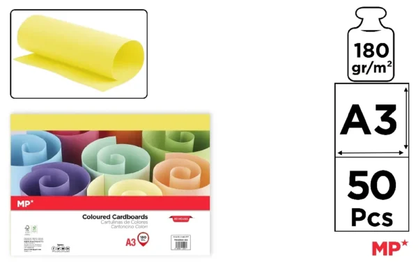 CARTON A3 PAQUET DE 50 FEUILLES JAUNE MO