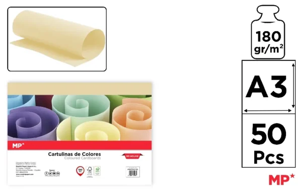 CARTON A3 PAQUET DE 50 FEUILLES JAUNES