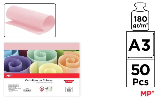 CARTON A3 PAQUET DE 50 FEUILLES ROSE
