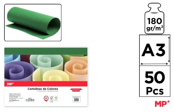 CARTON A3 PAQUET DE 50 FEUILLES VERT NOË