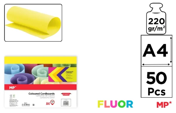 CARTON FLUORESCENT JAUNE A4.