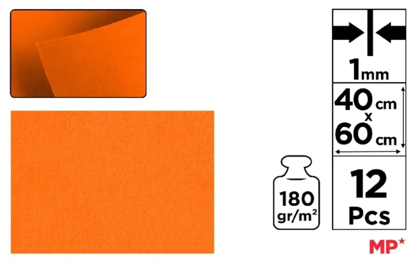 FEUTRINE 40 x 60 cm COULEUR ORANGE