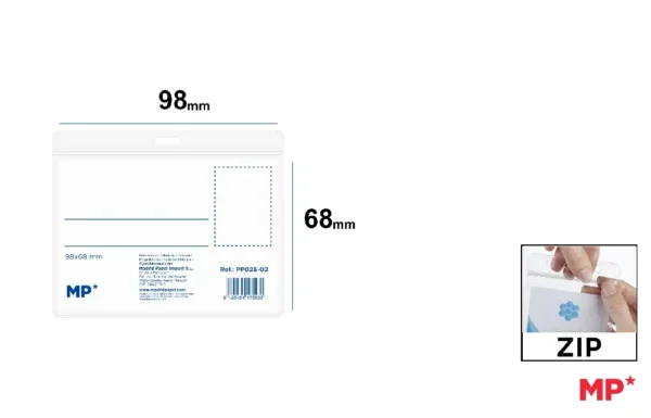 PORTE-BADGE DE NOM HORIZONTALE AVEC ZIP
