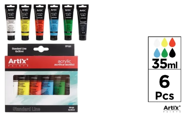 PEINTURE ACRYLIQUE 6 TUBES 35 ml.