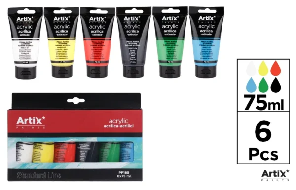 PEINTURE ACRYLIQUE 6 TUBES 75 ml.