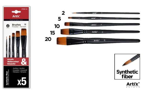 ASSORTIMENT 5 PINCEAUX EN FIBRES SYNTHÉT