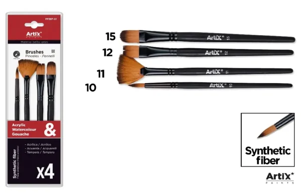 ASSORTIMENT 4 PINCEAUX EN FIBRES SYNTHÉT