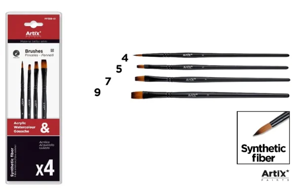 ASSORTIMENT 4 PINCEAUX EN FIBRES SYNTHÉT