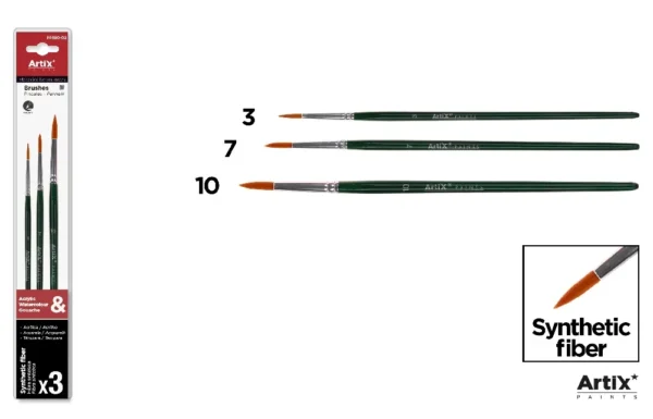 ASSORTIMENT 3 PINCEAUX EN FIBRES SYNTHÉT