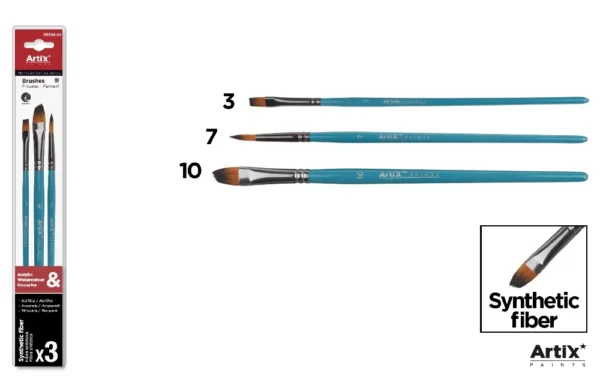 ASSORTIMENT 3 PINCEAUX EN FIBRES SYNTHÉT