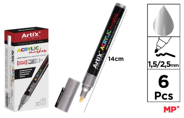 MARQUEUR ACRYLIQUE ARGENT.