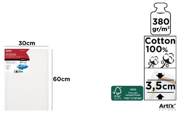 TOILE À PEINDRE 30 x 60 x 3,5 cm 380 g/m