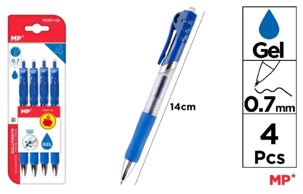 STYLO À ENCRE GEL POINTE 0,7 mm 4 Unités