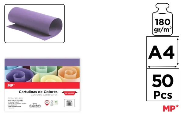 CARTON A4 PAQUET DE 50 FEUILLES VIOLET.