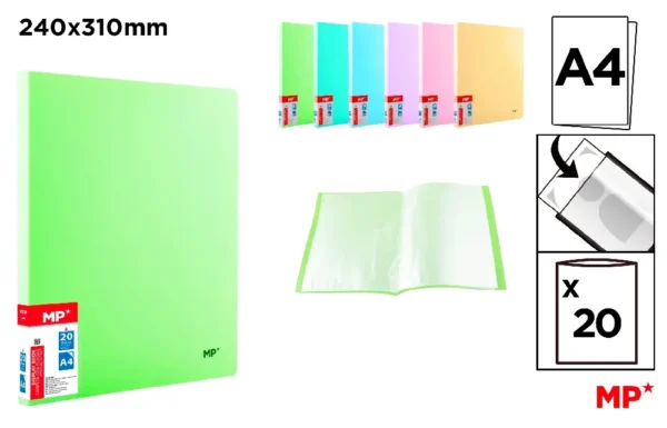 PORTE-VUE 20 POCHETTES A4 AVEC COUVERTUR