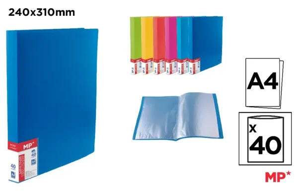 PORTE-VUE 40 POCHETTES A4 AVEC COUVERTUR