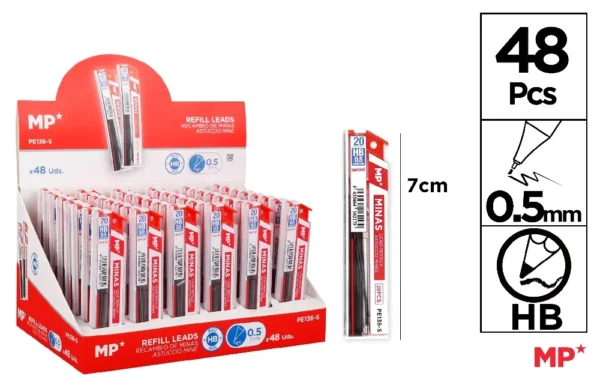 PRÉSENTOIR DE MINES 0,7 mm 48 Unités HB.