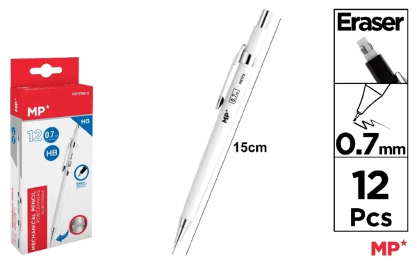PORTE-MINE MÉTALLIQUE 0,7 mm BLANC