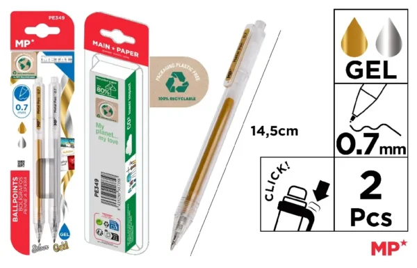 STYLOS À ENCRE GEL DORÉS ET ARGENTÉS
