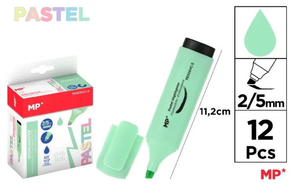 MARQUEUR PASTEL VERT CLAIR 12 Unités.