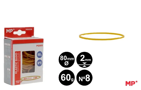 ÉLASTIQUES BOÎTE DE 60 g 80 x 2 mm.