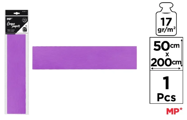 PAPIER CRÉPON 50 x 200 cm MAUVE.