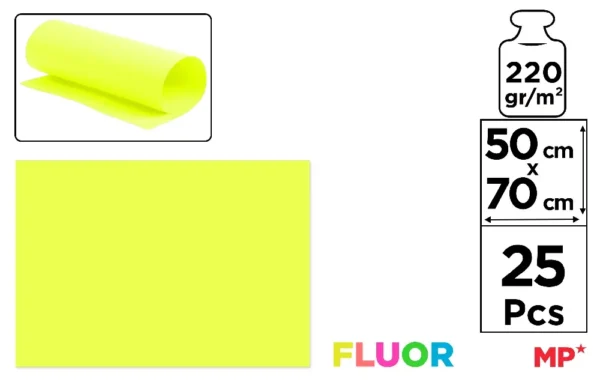 PAPIER CARTONNÉ FLUORESCENT JAUNE 50 x 7