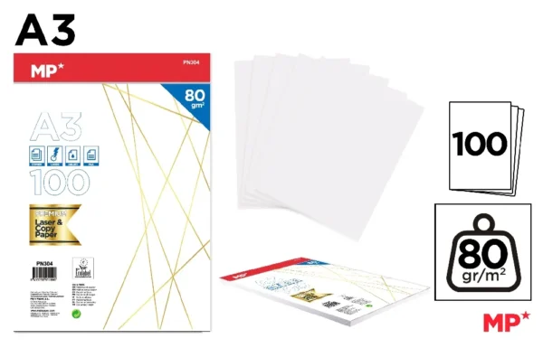 PAPIER A3 100 FEUILLES 80 g.