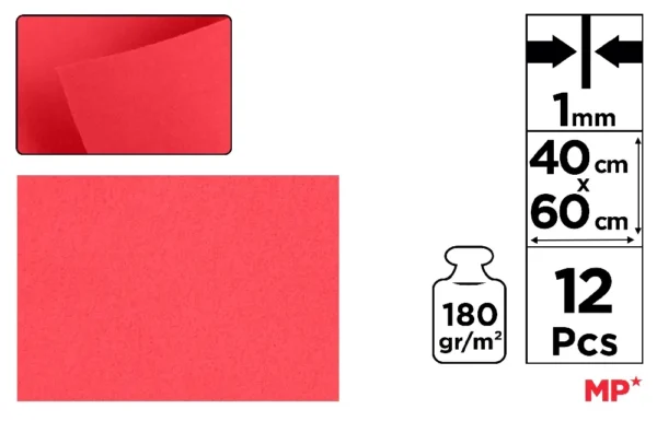 FEUTRINE 40 x 60 cm COULEUR ROUGE CLAIR