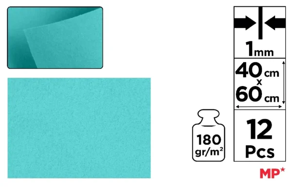 FEUTRINE 40 x 60 cm COULEUR TURQUOISE
