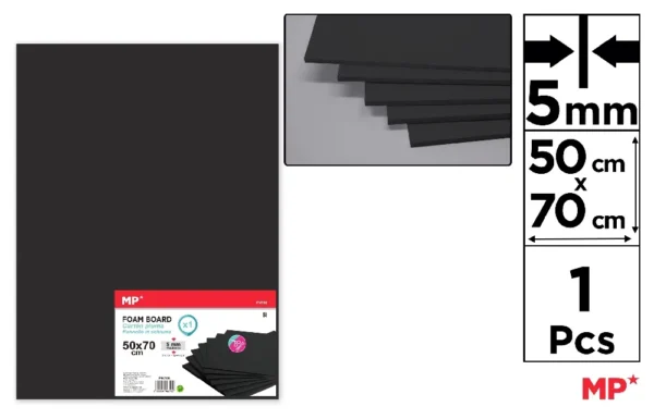 CARTON MOUSSE 50 x 70 cm NOIR 5 mm