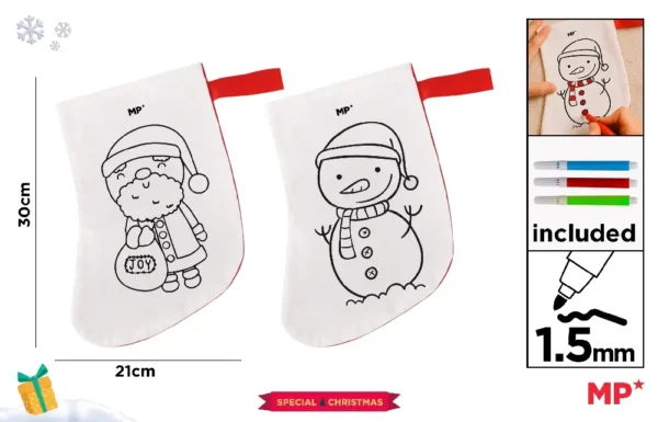 BAS DE NOËL ET MARQUEURS 3PCS