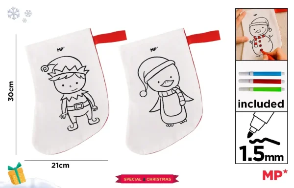 BAS DE NOËL ET MARQUEURS 3PCS