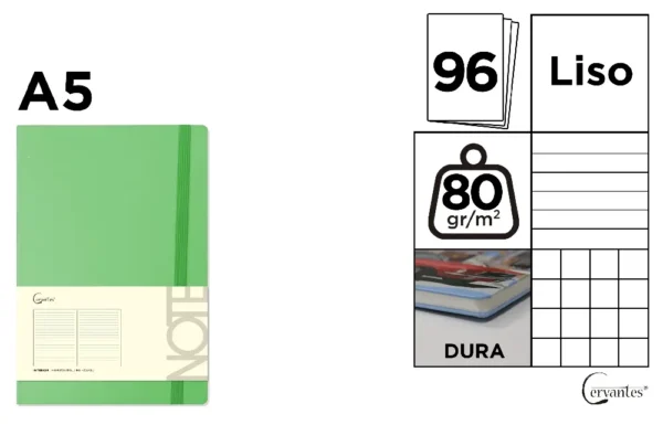 CAHIER DE NOTES RELIÉ COUVERTURE VERT JA