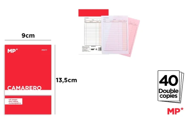 CARNET DE COMMANDES POUR SERVEURS 13,5 x