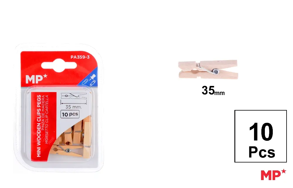 PINCES EN BOIS 35 mm 10 Uds.