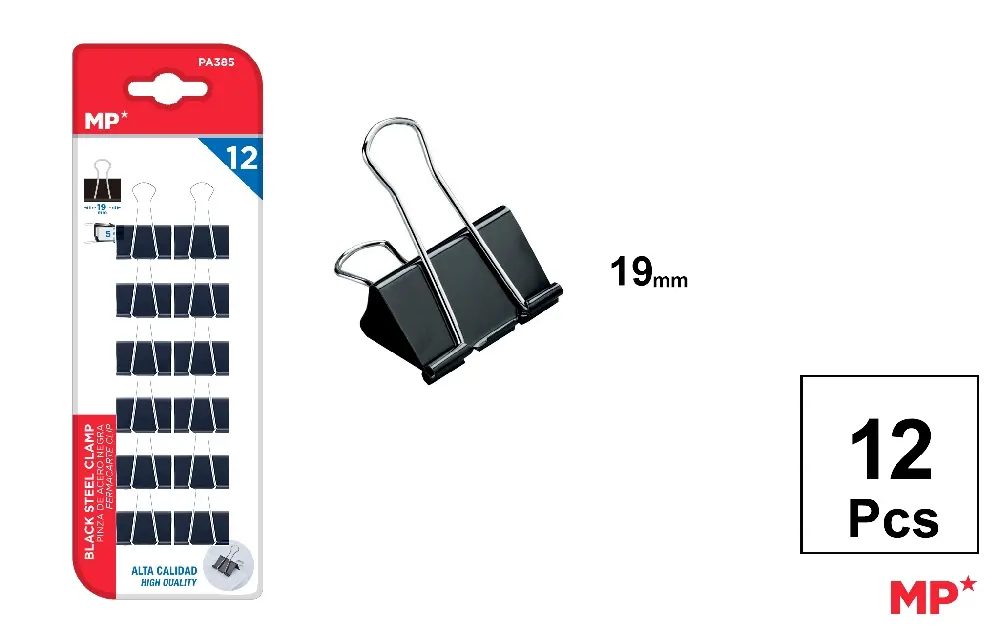 PINCE DOUBLE CLIP NOIR 12 Uds..