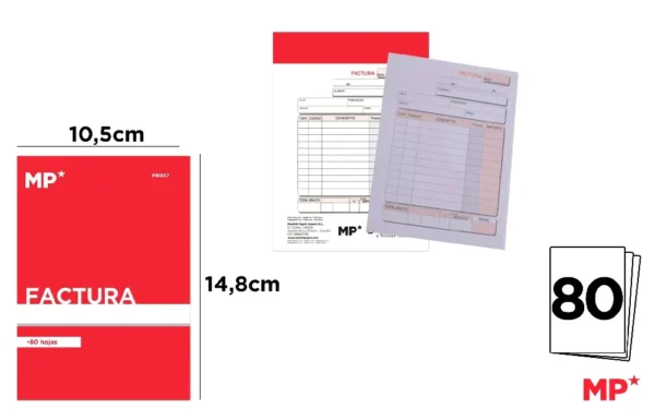 CARNET DE FACTURE A6 80 FEUILLES.