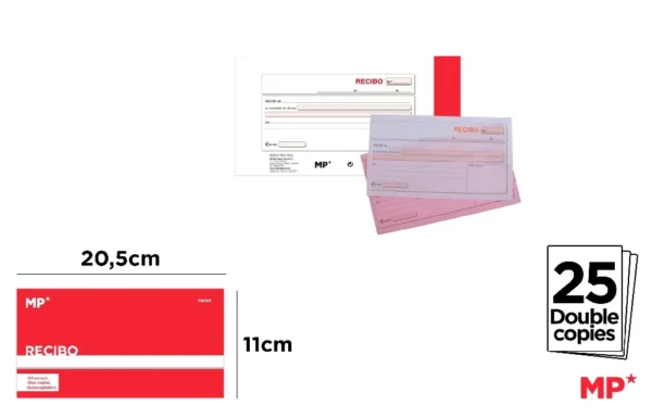 CARNET DE REÇU 110 x 205 mm.
