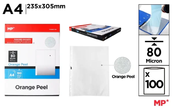 POCHETTES PERFORÉE A4 80 MICRONS 100Unit