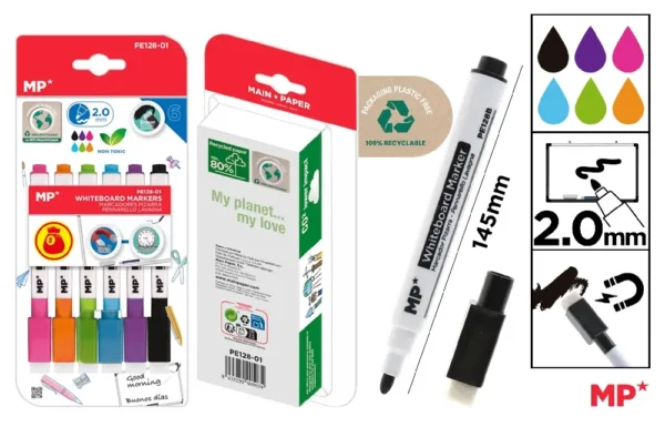 MARQUEUR TABLEAU GOMME 6 COULEURS