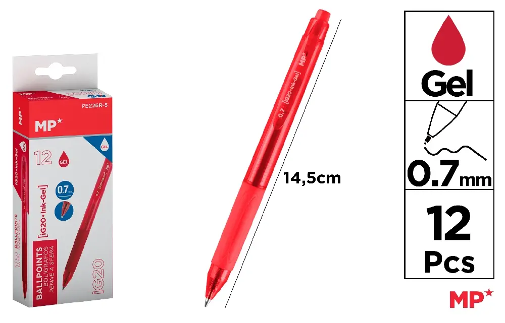 STYLO À ENCRE GEL POINTE 0.7 mm ROUGE