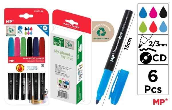 MARQUEUR PERMANENT 6 pcs. PACK ¨¦CONOMIQ