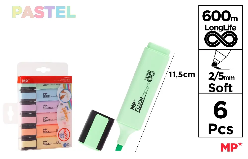 SURLIGNEUR TEXTLINER PASTEL COMPLET 6 Un
