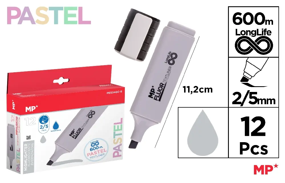 SURLIGNEUR GRIS PASTEL 12 Unités.