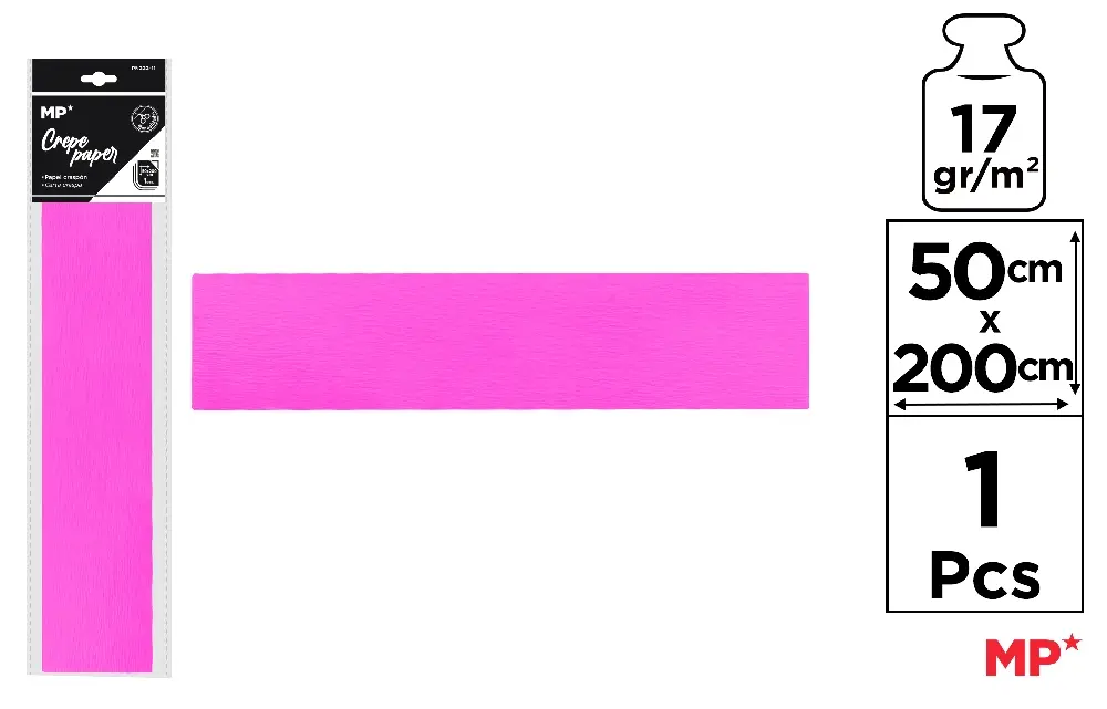 PAPIER CRÉPON 50 x 200 cm ROSE INTENSE.